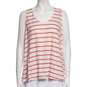 CLOSED $220 Red & White Striped Linen Top - Size L